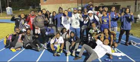 Kemper County track team celebrates solid team performance at Meridian High School.